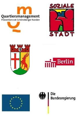 Logos Sponsoren Quartiersmanagement Präventionsrat Schöneberger Norden