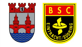 Logos der Auftraggeber BSC Eintracht Südring und Bezirk Friedrichshain-Kreuzberg
